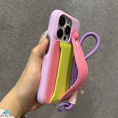 Phone Case: Multi-Color Faux Lambskin Texture With Card Slot