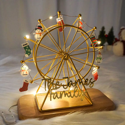Personalized Family Name Ornaments, Snowman Ferris Wheel Decorations, Snowman Christmas Night Lamps, 2024 Holiday Gift Ideas, and Snowman-Themed Ornaments.